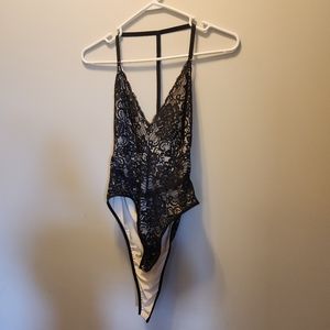 Black lace body suit